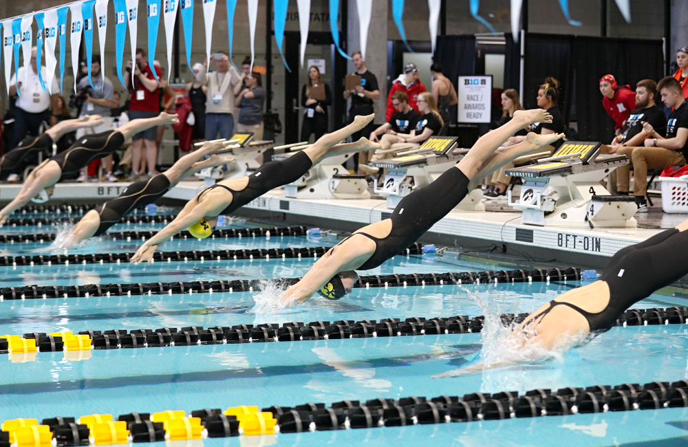 Iowa’s Hannah Burvill swims in the women’s 100 yard freestyle preliminary event during the 2020 Women’s Big Ten Swimming and Diving Championships at the Campus Recreation and Wellness Center in Iowa City on Saturday, February 22, 2020. (Stephen Mally/hawkeyesports.com)