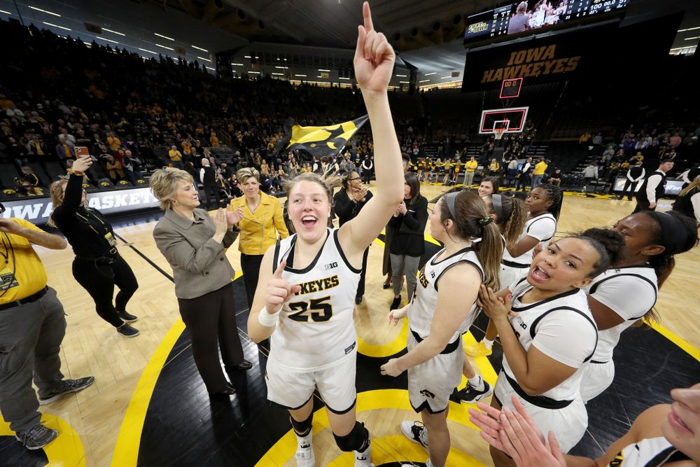 Iowa Hawkeyes forward/center Monika Czinano (25) against Penn State Saturday, February 22, 2020 at Carver-Hawkeye Arena. (Brian Ray/hawkeyesports.com)