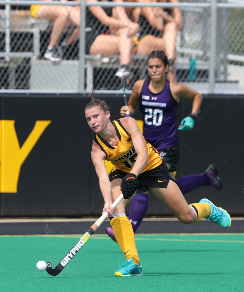 Iowa Hawkeyes Esme Gibson (15) during an exhibition game against Northwestern Saturday, August 24, 2019 at Grant Field. (Brian Ray/hawkeyesports.com)