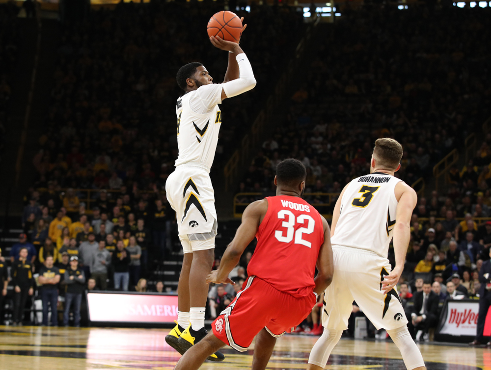 Iowa Hawkeyes guard Isaiah Moss (4) against the Ohio State Buckeyes Saturday, January 12, 2019 at Carver-Hawkeye Arena. (Brian Ray/hawkeyesports.com)