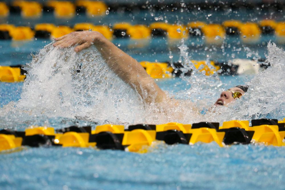 Iowa's Kenneth Meade at the 200-yard backstroke race Saturday, March 2, 2019 at the Campus Recreation and Wellness Center. (Lily Smith/hawkeyesports.com)