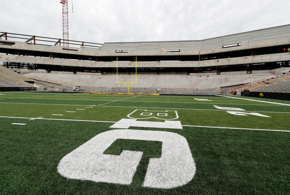 The new north end zone from the north 30 yard-line Wednesday, June 6, 2018 at Kinnick Stadium. (Brian Ray/hawkeyesports.com)