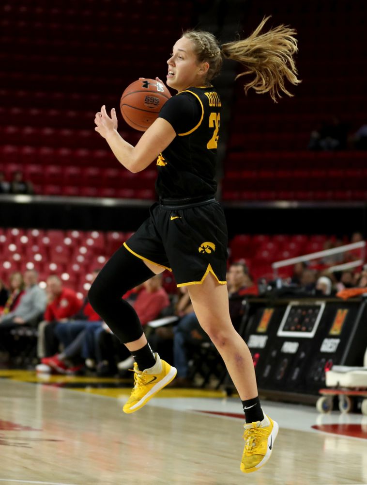 Iowa Hawkeyes guard Kathleen Doyle (22) against the Maryland Terrapins Thursday, February 13, 2020 at the Xfinity Center in College Park, MD. (Brian Ray/hawkeyesports.com)