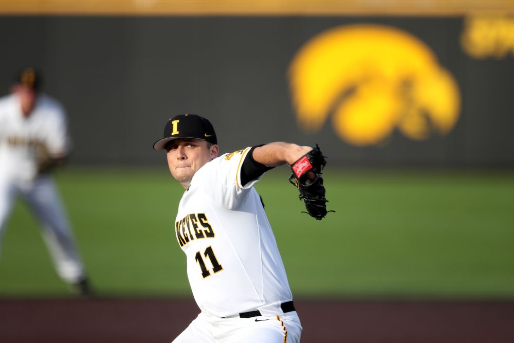 Iowa Hawkeyes Cole McDonald (11) during game one against UC Irvine Friday, May 3, 2019 at Duane Banks Field. (Brian Ray/hawkeyesports.com)