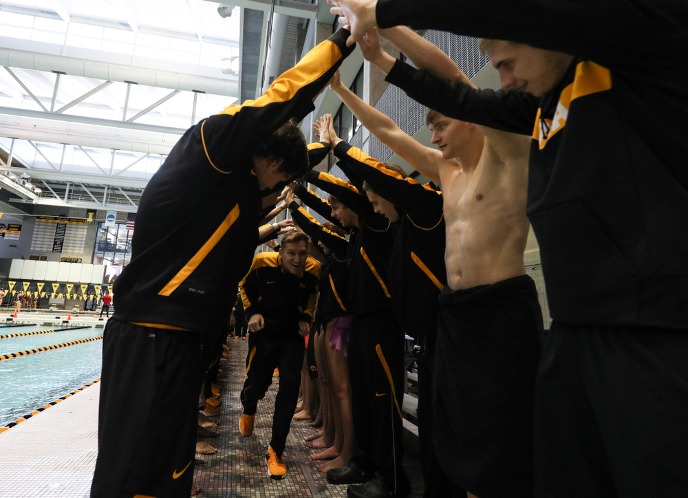 Michal Brzus is introduced during senior day before a double dual against Wisconsin and Northwestern Saturday, January 19, 2019 at the Campus Recreation and Wellness Center. (Brian Ray/hawkeyesports.com)