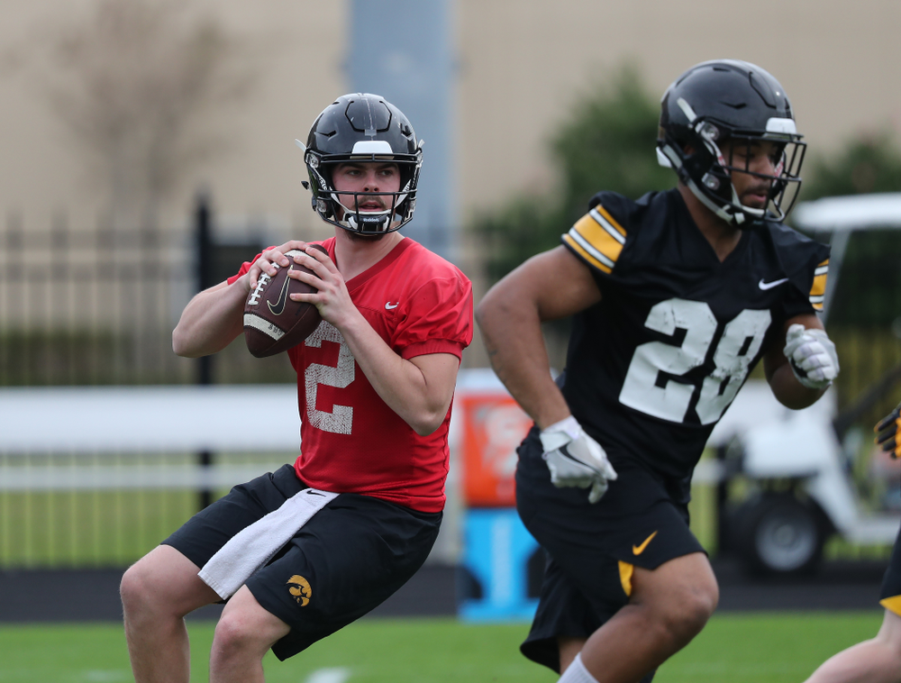 Iowa Hawkeyes quarterback Peyton Mansell (2) during the team's first Outback Bowl Practice in Florida Thursday, December 27, 2018 at Tampa University. (Brian Ray/hawkeyesports.com)
