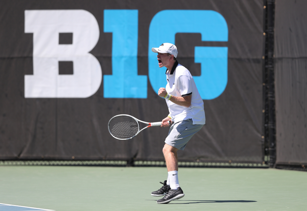 IowaÕs Jason Kerst against the Michigan Wolverines Sunday, April 21, 2019 at the Hawkeye Tennis and Recreation Complex. (Brian Ray/hawkeyesports.com)