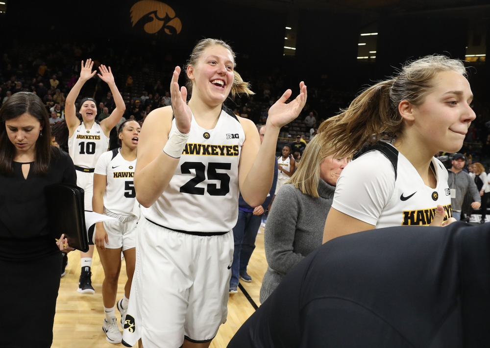 Iowa Hawkeyes forward/center Monika Czinano (25) against the Wisconsin Badgers Monday, January 7, 2019 at Carver-Hawkeye Arena. (Brian Ray/hawkeyesports.com)