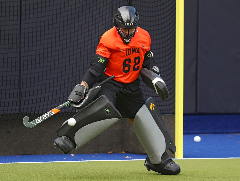 Iowa’s Grace McGuire (62) blocks a shot during their practice at Karen Shelton Stadium in Chapel Hill, N.C. on Saturday, Nov 16, 2019. (Stephen Mally/hawkeyesports.com)