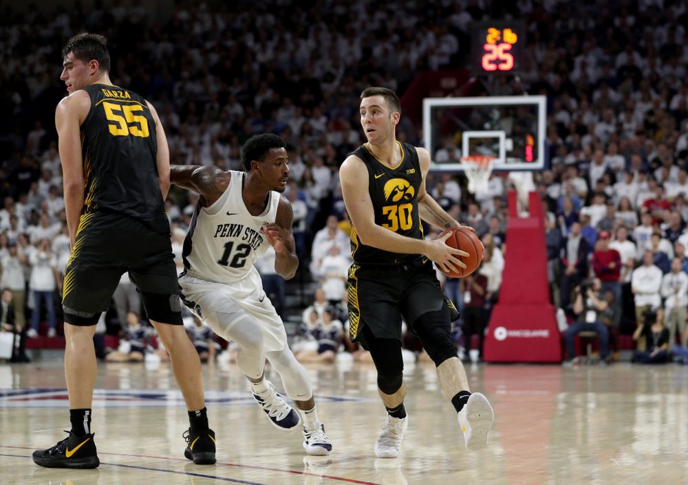 Iowa Hawkeyes guard Connor McCaffery (30) against Penn State Saturday, January 4, 2020 at the Palestra in Philadelphia. (Brian Ray/hawkeyesports.com)