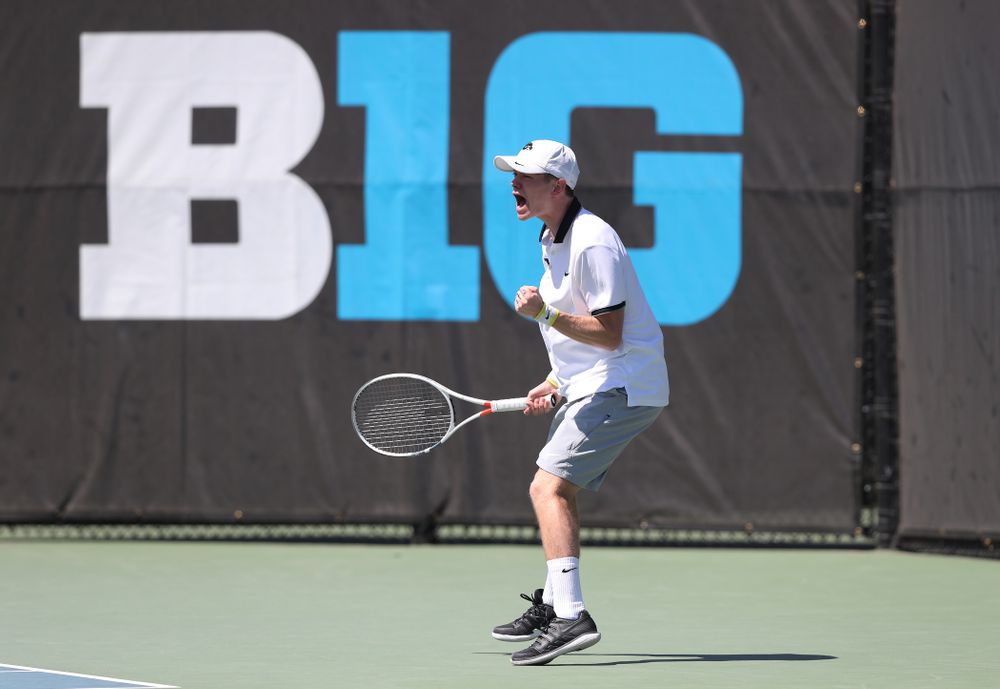 IowaÕs Jason Kerst against the Michigan Wolverines Sunday, April 21, 2019 at the Hawkeye Tennis and Recreation Complex. (Brian Ray/hawkeyesports.com)