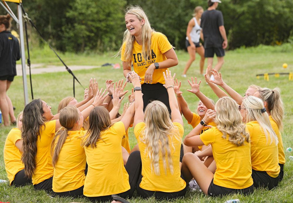 Dance team members during the Student-Athlete Kickoff outside the Karro Athletics Hall of Fame Building in Iowa City on Sunday, Aug 25, 2019. (Stephen Mally/hawkeyesports.com)