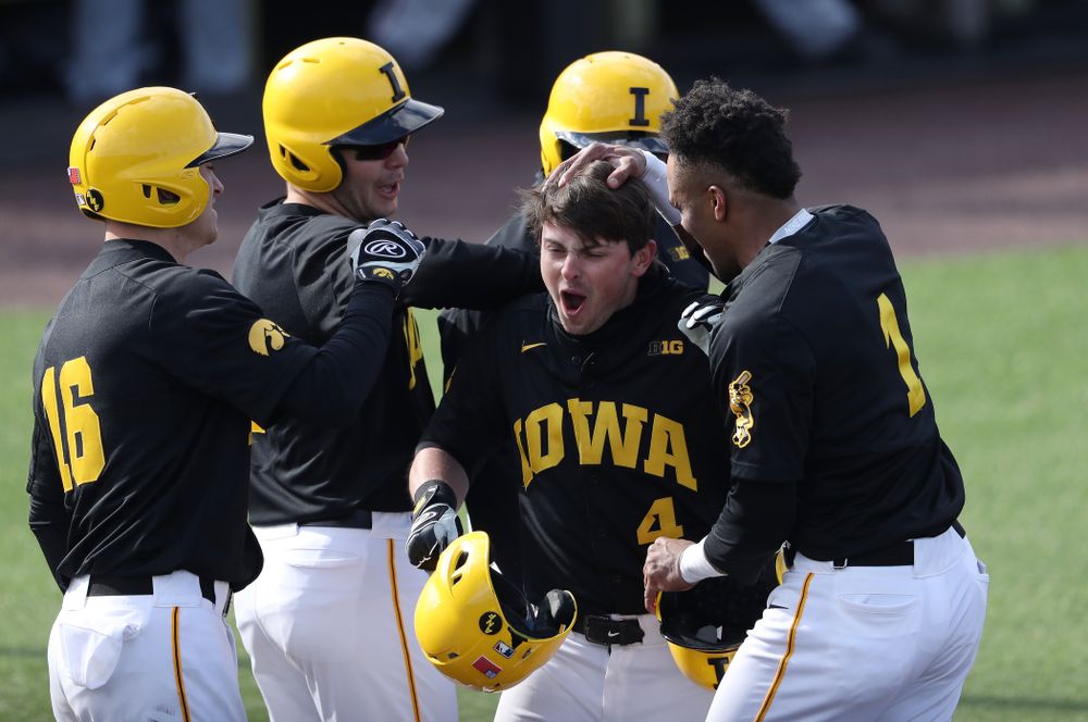 Iowa Hawkeyes infielder Mitchell Boe (4) against California State Northridge Sunday, March 17, 2019 at Duane Banks Field. (Brian Ray/hawkeyesports.com)