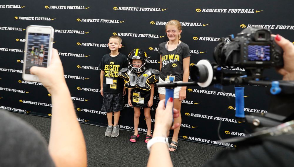 Kid Captain Harper Stribe during Kids Day Saturday, August 11, 2018 at Kinnick Stadium. (Brian Ray/hawkeyesports.com)
