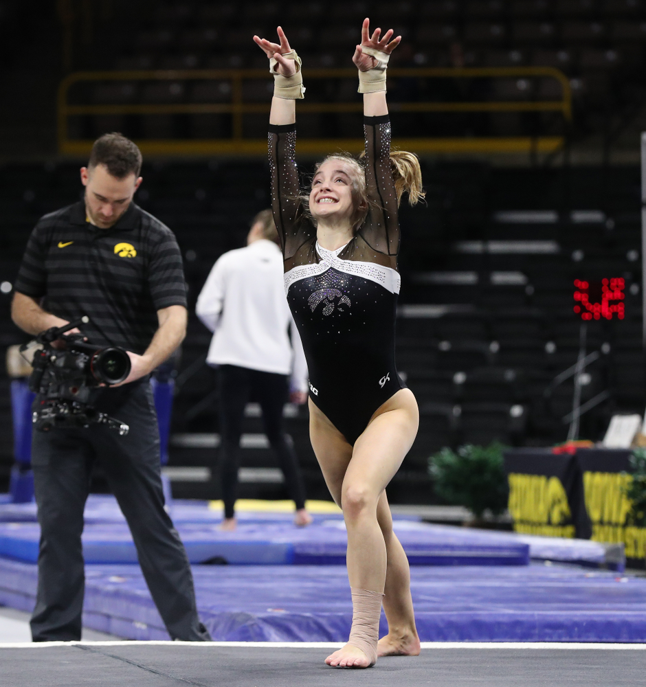 Iowa's Lauren Guerin competes on the floor against the Rutgers Scarlet Knights Saturday, January 26, 2019 at Carver-Hawkeye Arena. (Brian Ray/hawkeyesports.com)