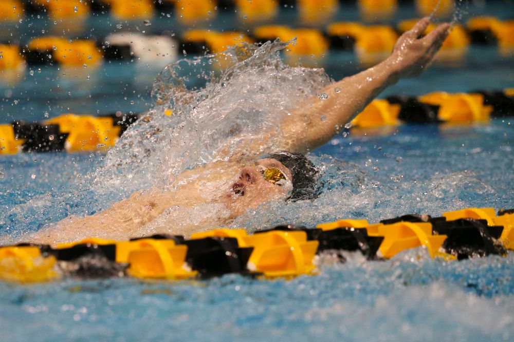 Iowa's Kenneth Meade at the 200-yard backstroke race Saturday, March 2, 2019 at the Campus Recreation and Wellness Center. (Lily Smith/hawkeyesports.com)