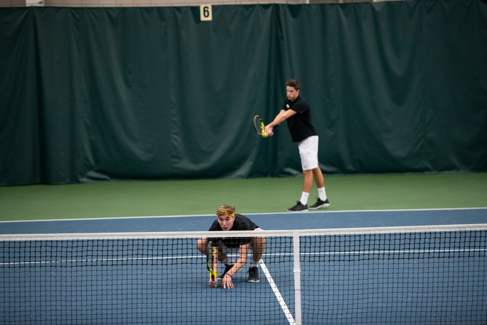The Iowa men's tennis team competes against Cornell in The Rise Tennis Center in Ithaca, NY on Sunday, Feb. 24, 2019.