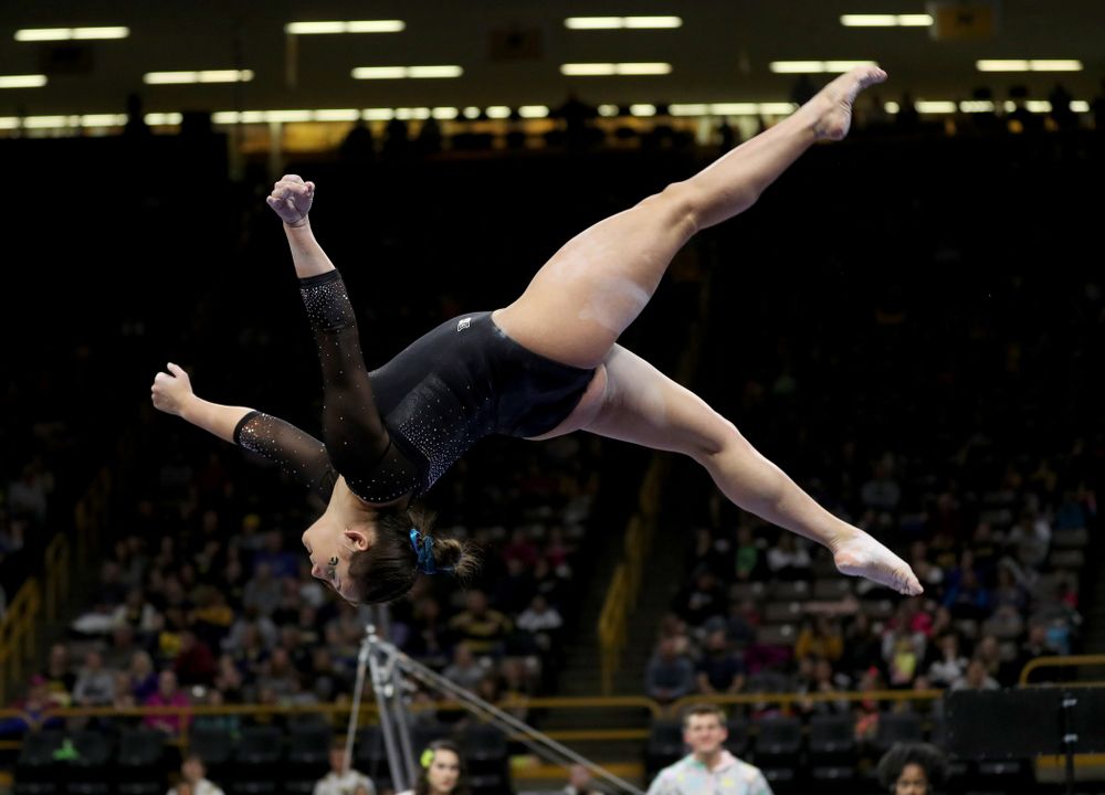 Iowa’s Dani Castillo competes on the beam against Michigan Friday, February 14, 2020 at Carver-Hawkeye Arena. (Brian Ray/hawkeyesports.com)