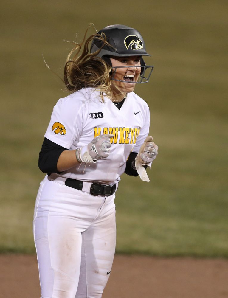 Iowa Hawkeyes Cameron Cecil (1) against Western Illinois Wednesday, March 27, 2019 at Pearl Field. (Brian Ray/hawkeyesports.com)