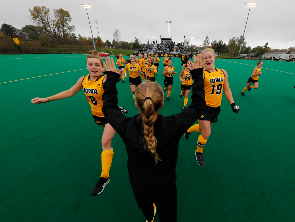Iowa Hawkeyes Nikki Freeman (8) and Ryley Miller (19) against Maryland Sunday, October 14, 2018 at Grant Field. (Brian Ray/hawkeyesports.com)
