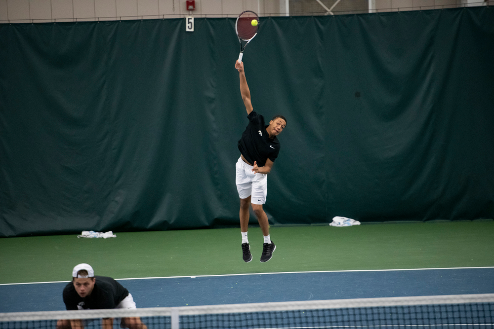 The Iowa men's tennis team competes against Cornell in The Rise Tennis Center in Ithaca, NY on Sunday, Feb. 24, 2019.