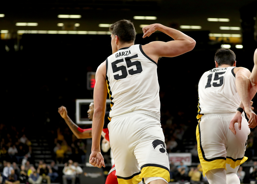 Iowa Hawkeyes forward Luka Garza (55) against the Ohio State Buckeyes Thursday, February 20, 2020 at Carver-Hawkeye Arena. (Brian Ray/hawkeyesports.com)