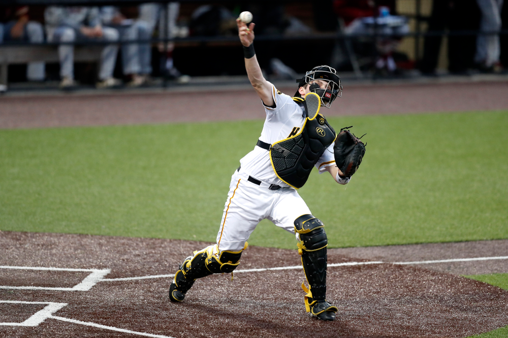 Iowa Hawkeyes catcher Brett McCleary (32) against Coe College Wednesday, April 11, 2018 at Duane Banks Field. (Brian Ray/hawkeyesports.com)