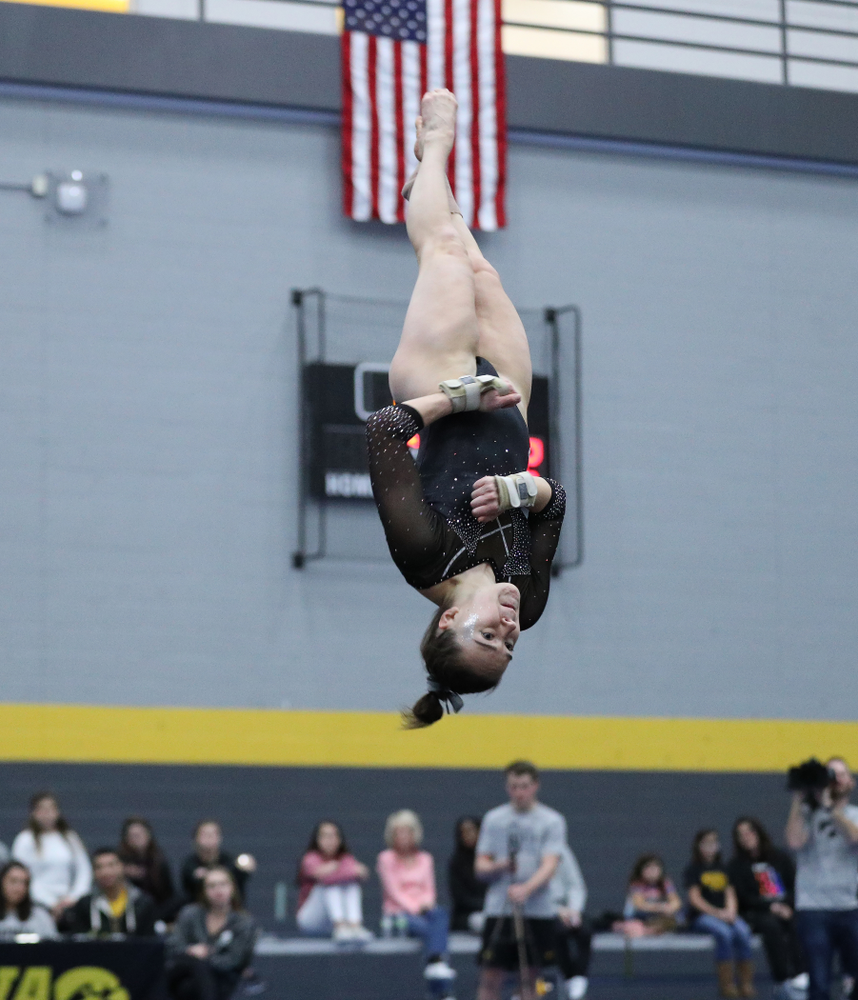 Allie Gilchrist competes on the floor during the Black and Gold intrasquad meet Saturday, December 1, 2018 at the University of Iowa Field House. (Brian Ray/hawkeyesports.com)