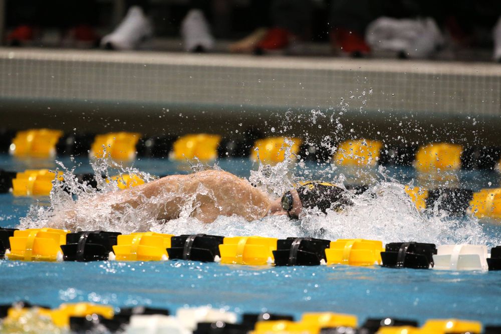 The Iowa A team competes in the 800-yard freestyle relay at the 2019 Big Ten Swimming and Diving meet Wednesday, February 27, 2019 at the Campus Wellness and Recreation Center. (Lily Smith/hawkeyesports.com)