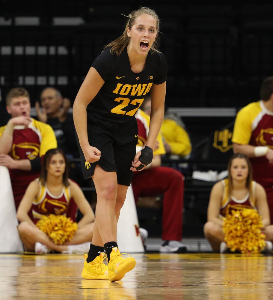Iowa Hawkeyes guard Kathleen Doyle (22) against the Iowa State Cyclones in the Iowa Corn Cy-Hawk Series Wednesday, December 5, 2018 at Carver-Hawkeye Arena. (Brian Ray/hawkeyesports.com)