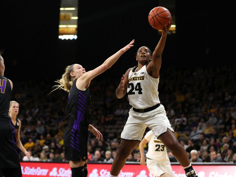 Iowa Hawkeyes guard Zion Sanders (24) against the Northern Iowa Panthers in the Hy-Vee Classic Sunday, December 16, 2018 at Carver-Hawkeye Arena. (Brian Ray/hawkeyesports.com)