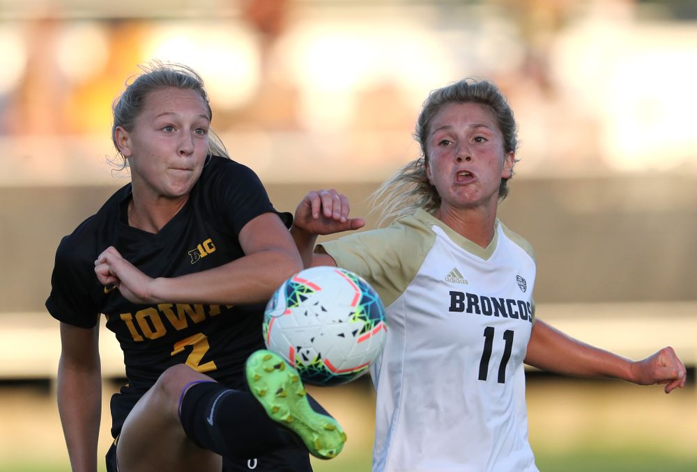 Iowa Hawkeyes midfielder Hailey Rydberg (2) against Western Michigan Thursday, August 22, 2019 at the Iowa Soccer Complex. (Brian Ray/hawkeyesports.com)