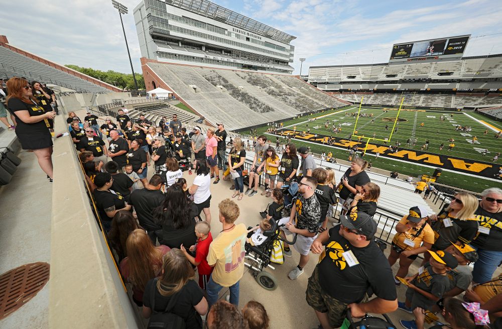 Kid Captains and their families prepare for a tour during Kids Day at Kinnick Stadium in Iowa City on Saturday, Aug 10, 2019. (Stephen Mally/hawkeyesports.com)