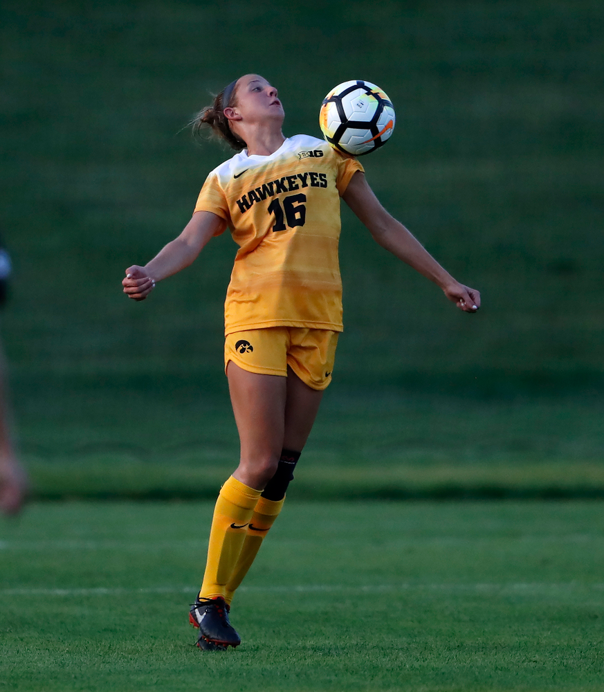 Iowa Hawkeyes Olivia Hellweg (16) against the Missouri Tigers Friday, August 17, 2018 at the Iowa Soccer Complex. (Brian Ray/hawkeyesports.com)