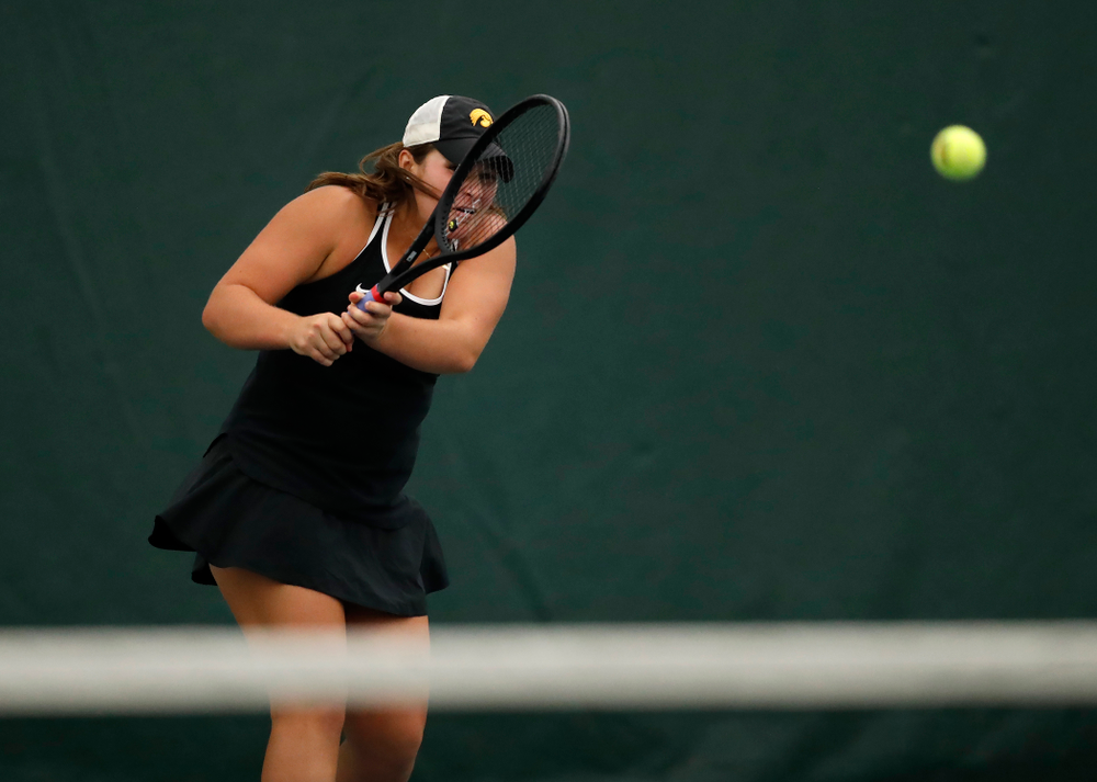 Iowa's Danielle Bauers competes on the first day of the 2018 ITA Central Regional Championships Friday, October 12, 2018 Hawkeye Tennis and Recreation Complex. (Brian Ray/hawkeyesports.com)