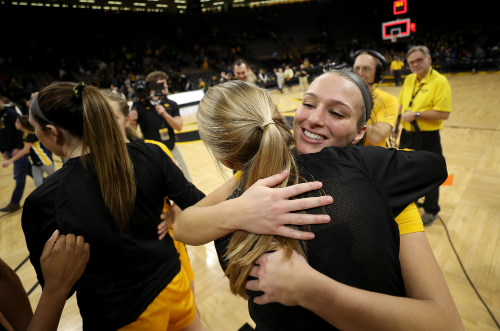 Iowa Hawkeyes guard Makenzie Meyer (3) during senior day activities following their win over the Minnesota Golden Gophers Thursday, February 27, 2020 at Carver-Hawkeye Arena. (Brian Ray/hawkeyesports.com)