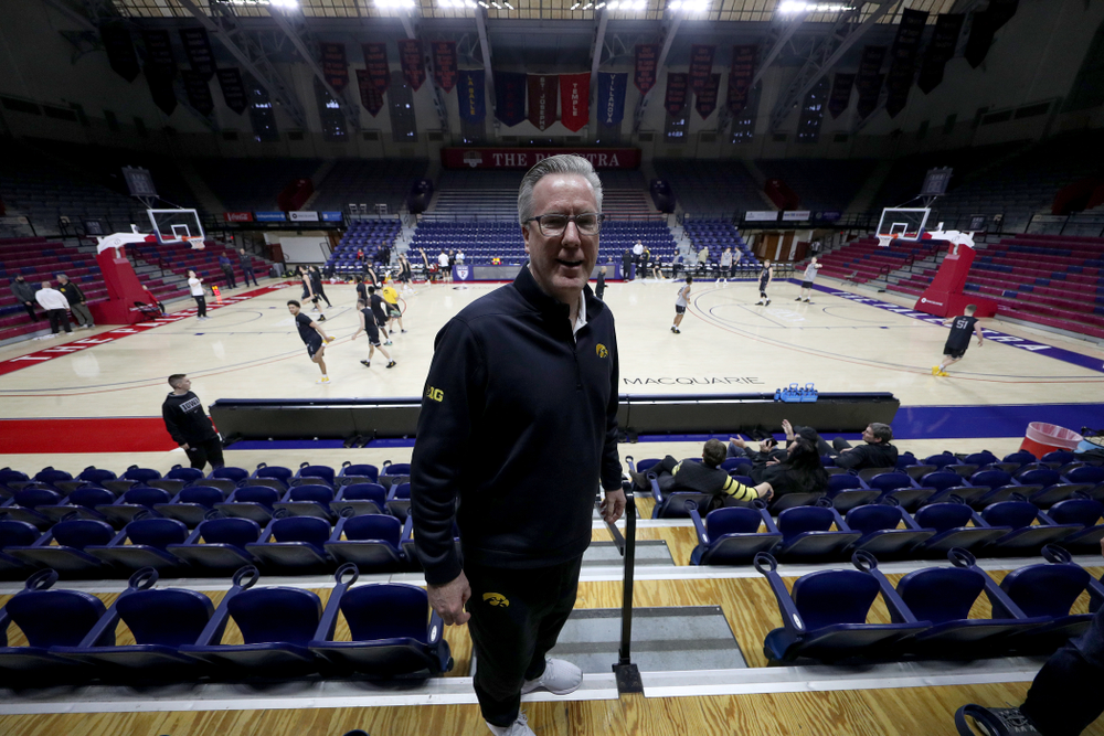 Iowa Hawkeyes head coach Fran McCaffery at the Palestra Friday, January 3, 2020 in Philadelphia. (Brian Ray/hawkeyesports.com)
