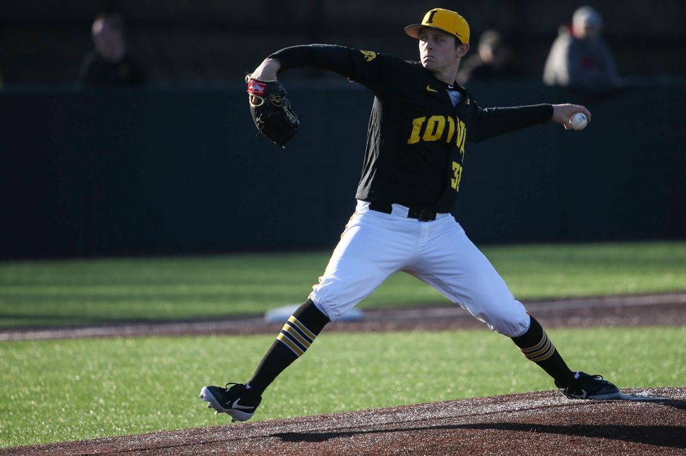 Iowa pitcher Trenton Wallace at the game vs. Bradley on Tuesday, March 26, 2019 at (place). (Lily Smith/hawkeyesports.com)