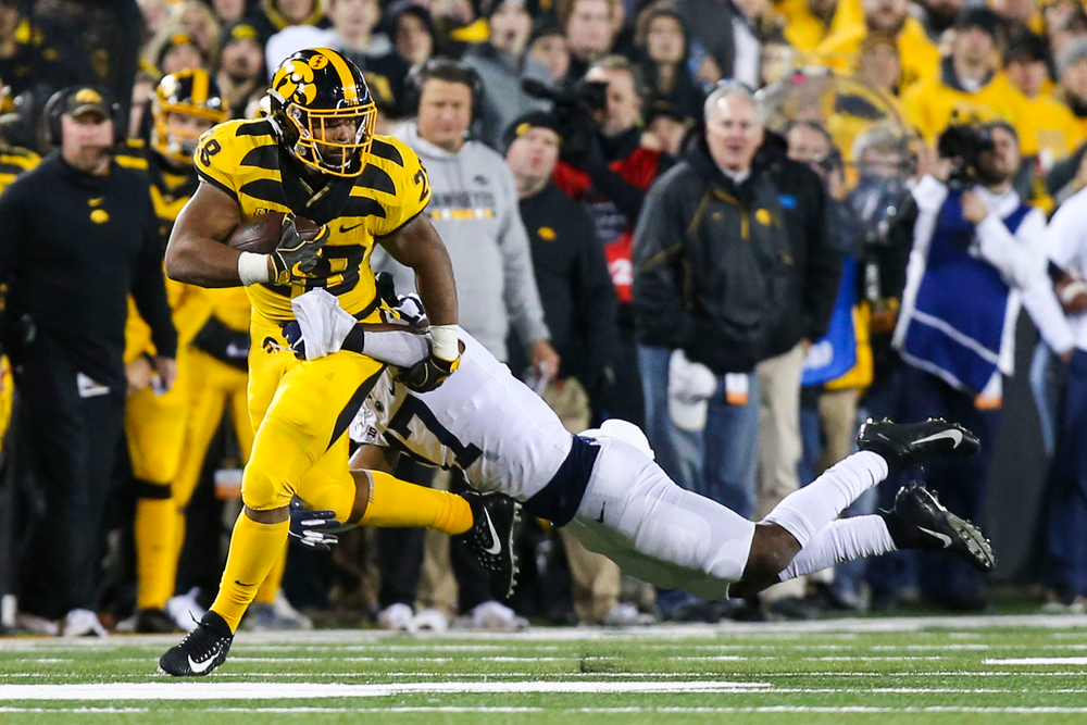 Iowa Hawkeyes running back Toren Young (28) during Iowa football vs Penn State on Saturday, October 12, 2019 at Kinnick Stadium. (Lily Smith/hawkeyesports.com)