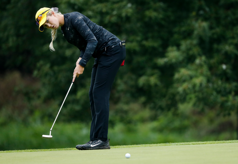 Iowa's Shawn Rennegarbe putts during the final round of the Diane Thomason Invitational at Finkbine Golf Course on September 30, 2018. (Tork Mason/hawkeyesports.com)