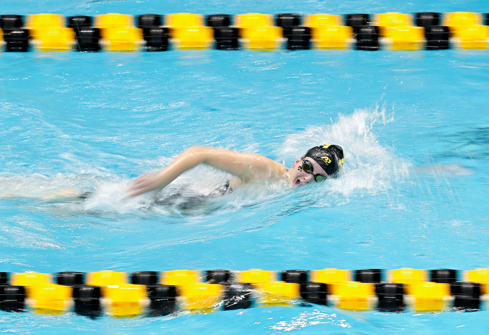 Iowa’s Taylor Hartley swims the women’s 200 yard freestyle preliminary event during the 2020 Women’s Big Ten Swimming and Diving Championships at the Campus Recreation and Wellness Center in Iowa City on Friday, February 21, 2020. (Stephen Mally/hawkeyesports.com)