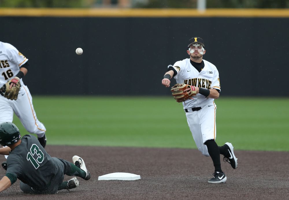 Iowa Hawkeyes infielder Mitchell Boe (4) against Michigan State Sunday, May 12, 2019 at Duane Banks Field. (Brian Ray/hawkeyesports.com)