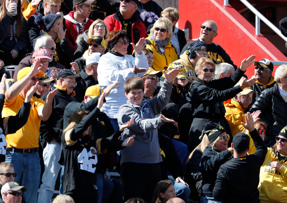 Fans cheer on the Iowa Hawkeyes against the Indiana Hoosiers Saturday, October 13, 2018 at Memorial Stadium, in Bloomington, Ind. (Brian Ray/hawkeyesports.com)