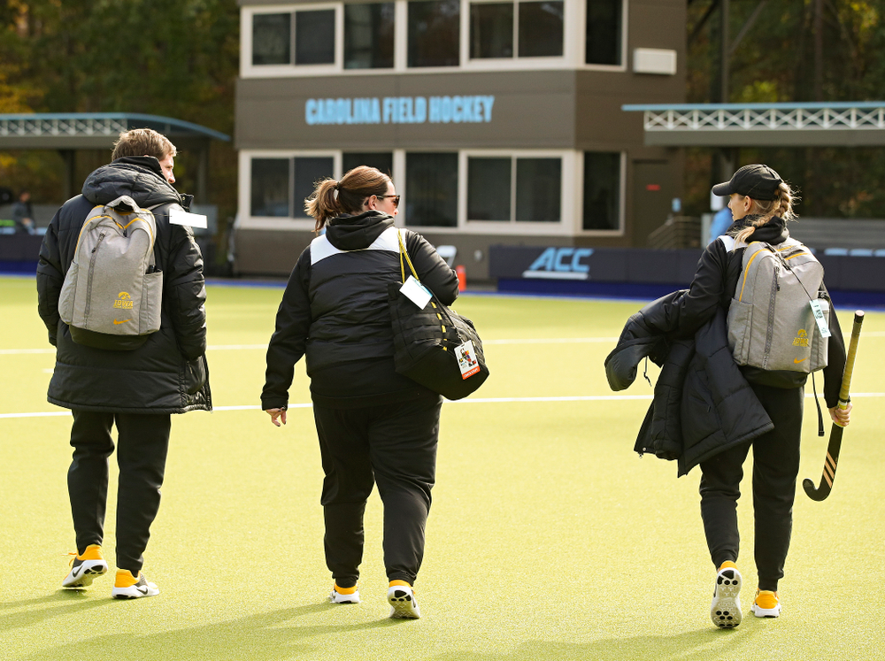 Iowa’s Sofie Stribos (9) celebrates with Katie Birch (11), Leah Zellner (13), and Maddy Murphy (26) after scoring a goal during the second quarter of their NCAA Tournament Second Round match against North Carolina at Karen Shelton Stadium in Chapel Hill, N.C. on Sunday, Nov 17, 2019. (Stephen Mally/hawkeyesports.com)