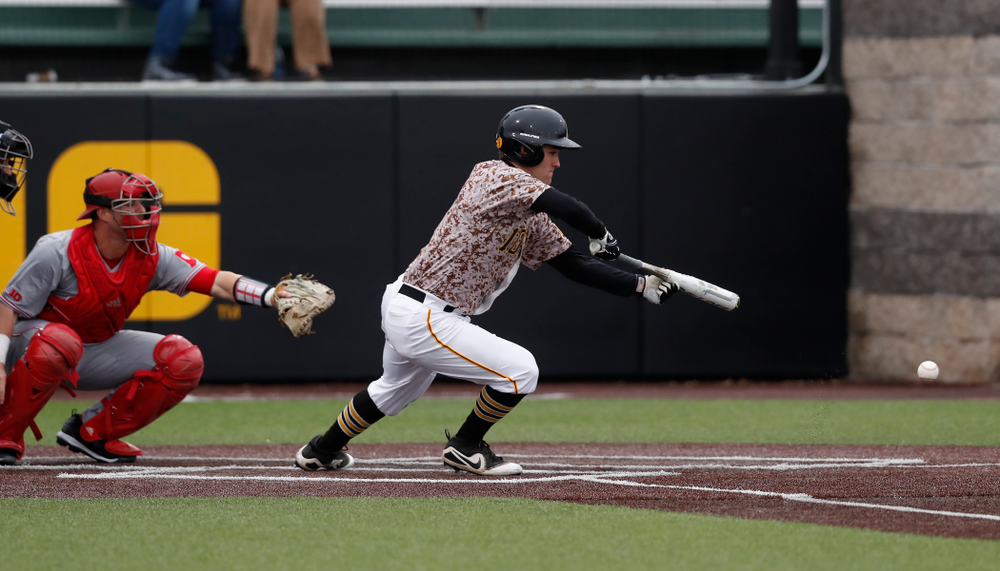 Iowa Hawkeyes outfielder Justin Jenkins (6) during a double header against the Indiana Hoosiers Friday, March 23, 2018 at Duane Banks Field. (Brian Ray/hawkeyesports.com)