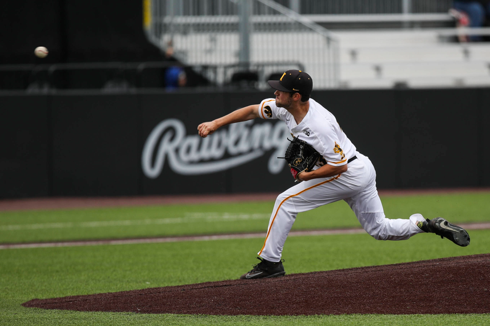 Iowa pitcher Trace Hoffman during baseball vs Michigan State game 3 at Duane Banks Field on Sunday, May 12, 2019. (Lily Smith/hawkeyesports.com)