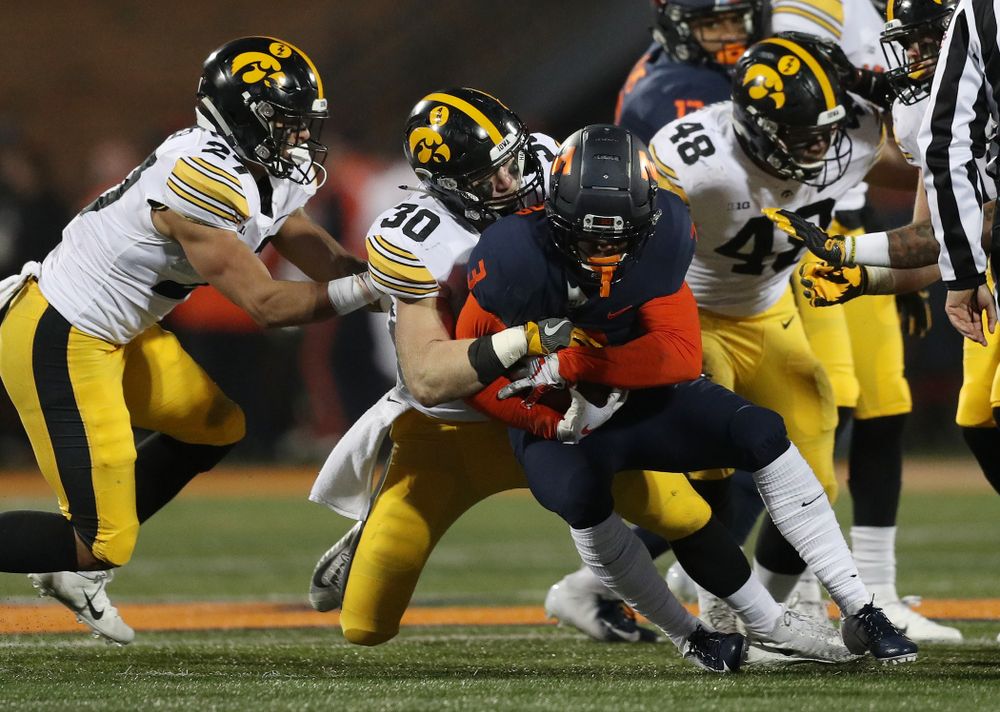 Iowa Hawkeyes defensive back Jake Gervase (30) against the Illinois Fighting Illini Saturday, November 17, 2018 at Memorial Stadium in Champaign, Ill. (Brian Ray/hawkeyesports.com)