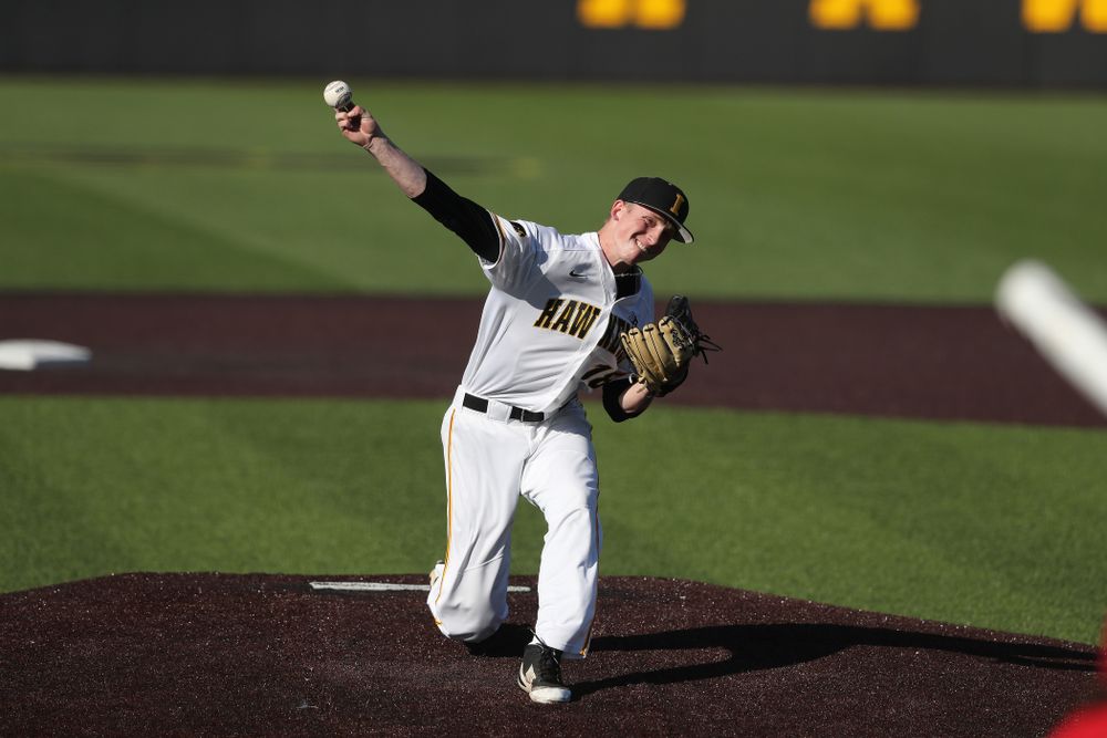 Iowa Hawkeyes Shane Ritter (18) against the Nebraska Cornhuskers Saturday, April 20, 2019 at Duane Banks Field. (Brian Ray/hawkeyesports.com)