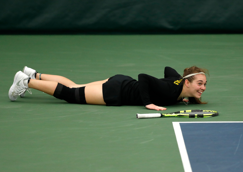Zoe Douglas against Ohio State Sunday, March 25, 2018 at the Hawkeye Tennis and Recreation Center. (Brian Ray/hawkeyesports.com)