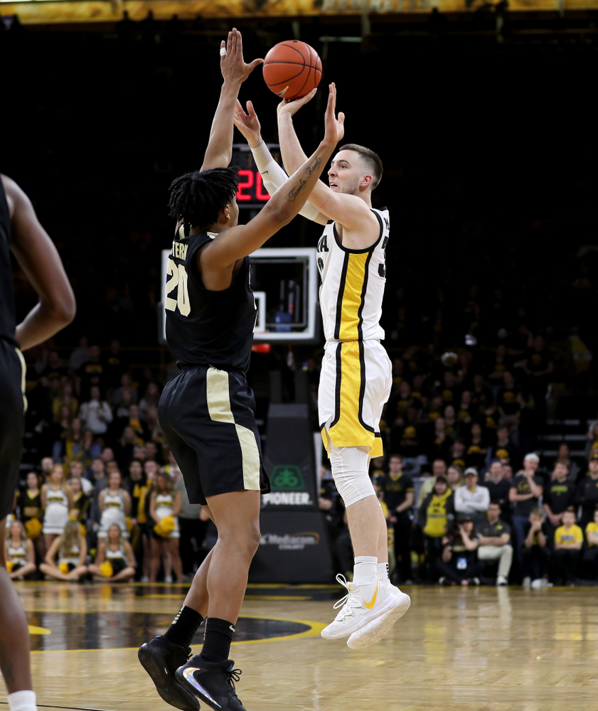 Iowa Hawkeyes guard Connor McCaffery (30) against the Purdue Boilermakers Tuesday, March 3, 2020 at Carver-Hawkeye Arena. (Brian Ray/hawkeyesports.com)